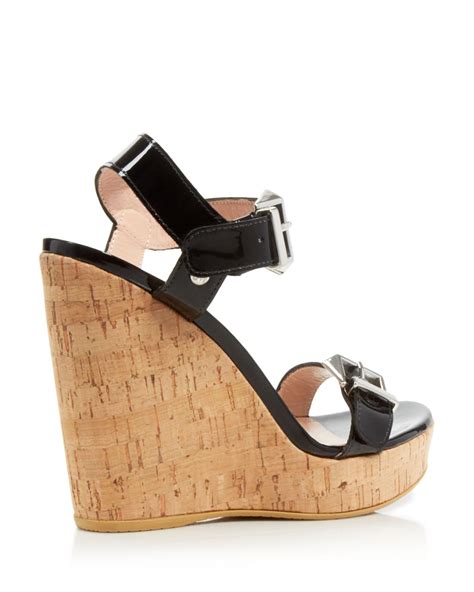 Stuart Weitzman Ankle Strap Platform Wedge Sandals - Twomuch Cork in ...