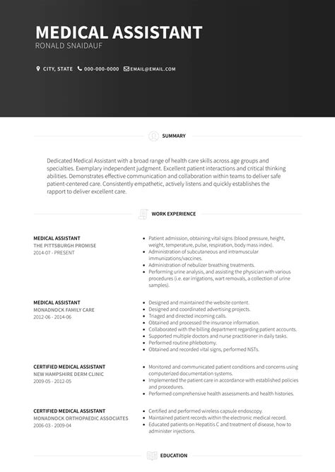 Medical Assistant - Resume Samples and Templates | VisualCV