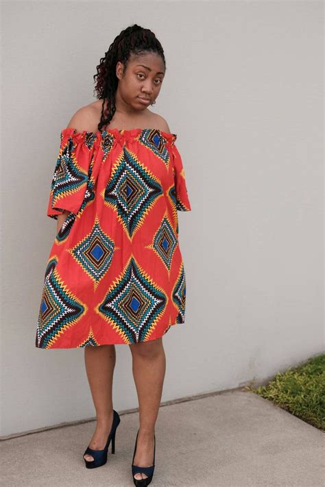 African Women Ankara With Bold Print Knee Length off Shoulder - Etsy