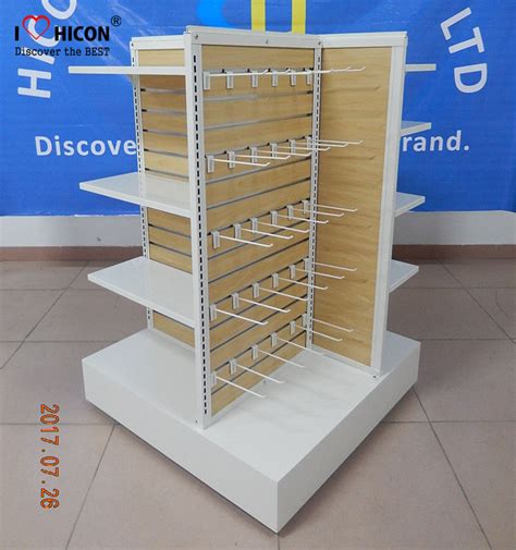 Wooden Clothing Store Fixtures Metal 4-Way Garment Shop Display Racks ...