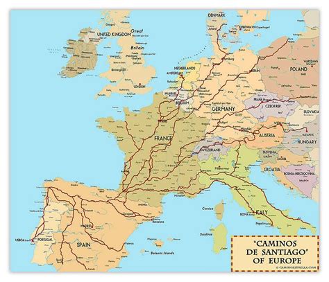 Map of Pilgrimage Routes to Santiago de Compostela | Camino de santiago ...