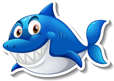 Smiling shark cartoon sticker 3698834 Vector Art at Vecteezy