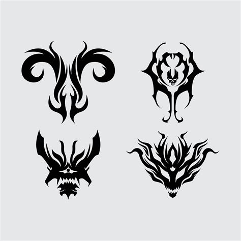 Dragon demon head shape illustration sketch vector tattoo abstract ...