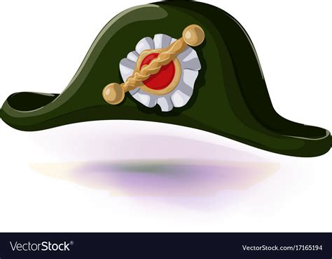 Black napoleon bonaparte hat with pattern in Vector Image