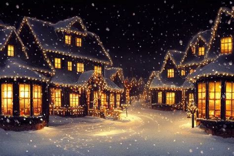 Snowy Village Scene