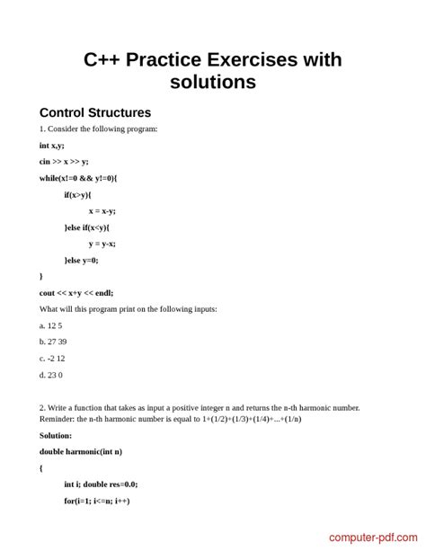 C++ Practice Exercises with solutions | Course tutorial, Program ...