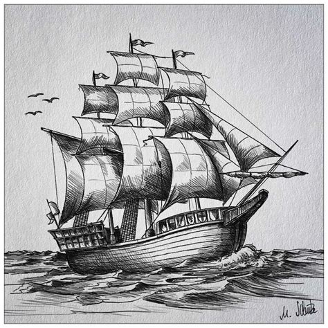 sailing | Pencil drawings, Boat drawing, Sailboat art