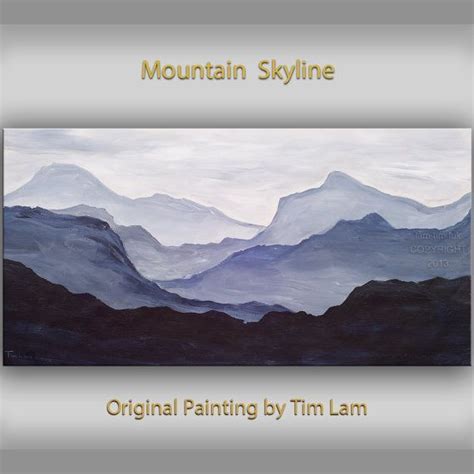 Original abstract mountain art Black and White Large Oil painting ...