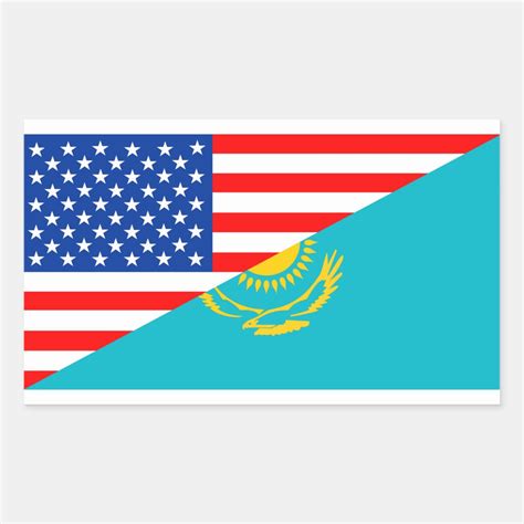 usa Kazakhstan country half flag america symbol Rectangular Sticker ...