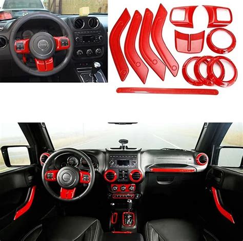 12pcs For Jeep Wrangler JK accessories Interior Trim/ Door Handle ...