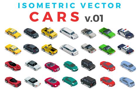 Vector Cars Isometric Flat style v.1 ~ Graphics ~ Creative Market