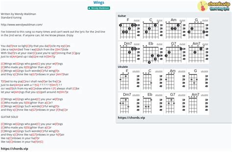 Chord: Wings - tab, song lyric, sheet, guitar, ukulele | chords.vip