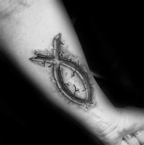 40 Ichthus Tattoo Designs For Men - Jesus Fish Ink Ideas