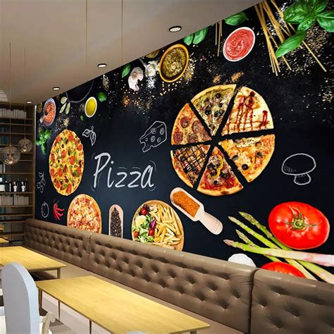 Custom Mural Wallpaper Pizza Shop Restaurant Wallcovering | BVM Home