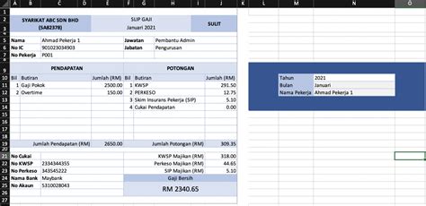 Template Slip Gaji Excel Malaysia ⋆ Rekemen