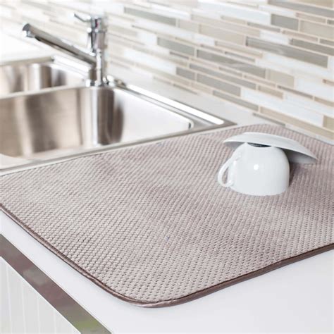 Harman Lush Plush Microfiber Dish Drying Mat (Taupe) | Kitchen Stuff Plus