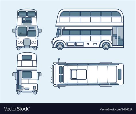 Red double-decker bus top front side back view Vector Image