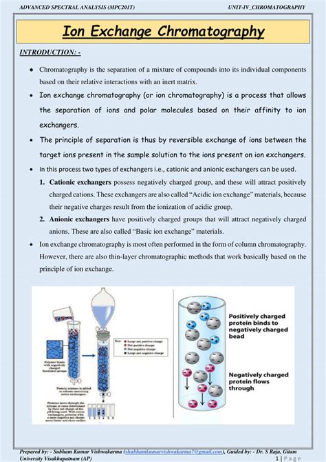 (PDF) Ion exchange chromatography and Ion - Exclusion Chromatography