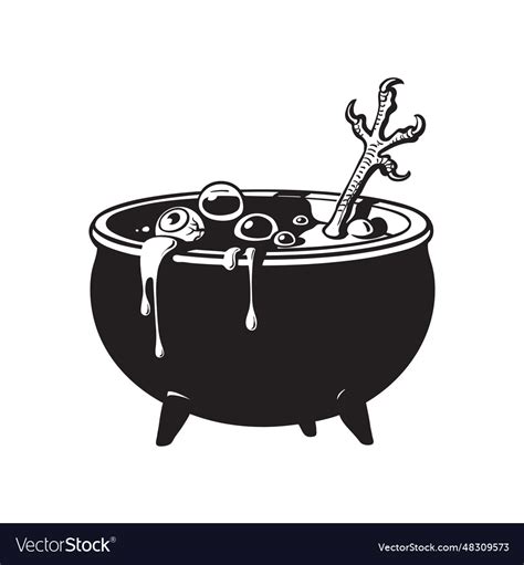 Halloween witches cauldron cartoon sketch style Vector Image