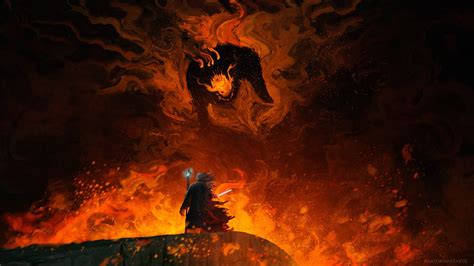 Gandalf vs Balrog, Lord Of The Rings. (3840x2160) : r/wallpaper