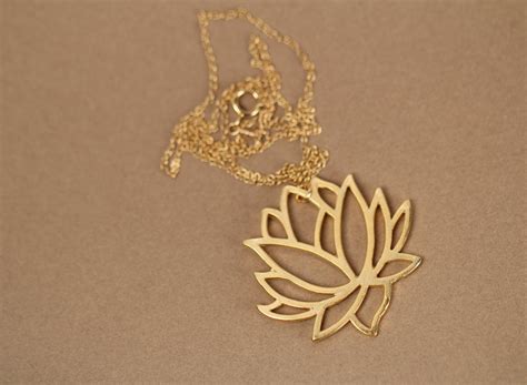 Lotus necklace, gold lotus flower necklace, blooming flower jewelry ...