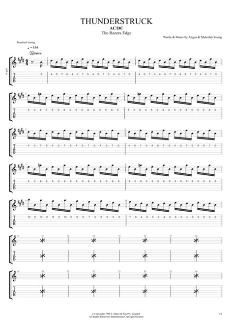 Thunderstruck by AC/DC - Full Score Guitar Pro Tab | mySongBook.com