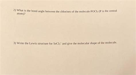 Solved 2) What is the bond angle between the chlorines of | Chegg.com