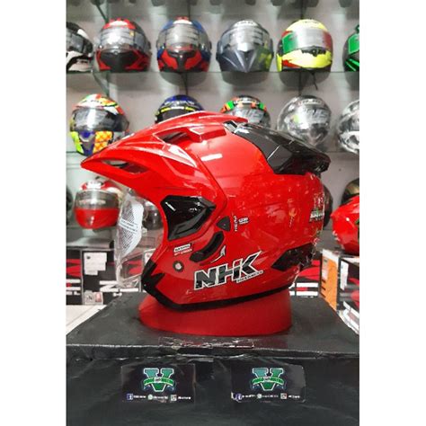 Jual HELM NHK PREDATOR SOLID /RED DOUBLE VISOR | Shopee Indonesia