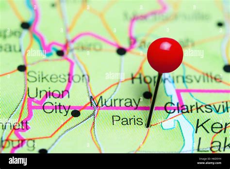 Paris pinned on a map of Tennessee, USA Stock Photo - Alamy