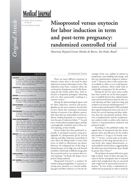 (PDF) Misoprostol versus oxytocin for labor induction in term and post ...