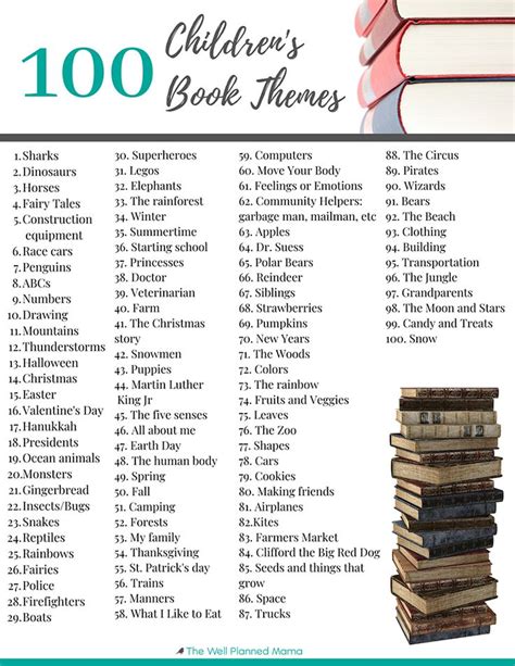 100 Children's Book Themes - Well Planned Paper | Childrens books, Book ...