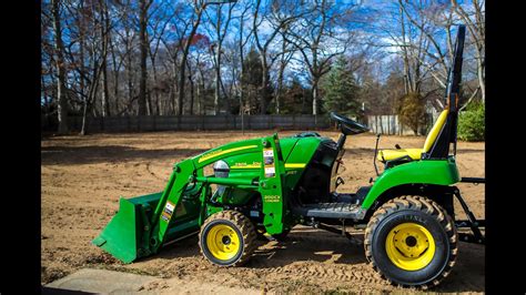 John Deere 2305 Removing and re-attaching the 54" Mower Deck - YouTube