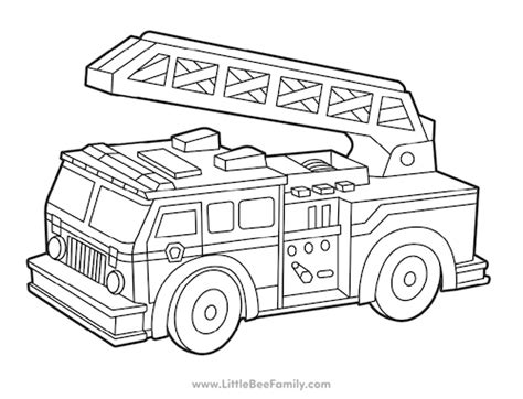 Fire Truck Coloring Page - Little Bee Family