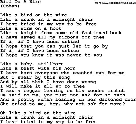 Bird On A Wire, by The Byrds - lyrics with pdf