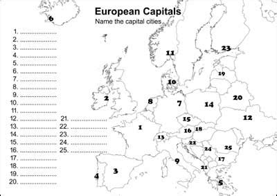 European Map Quiz With Capitals - Amargo Marquita