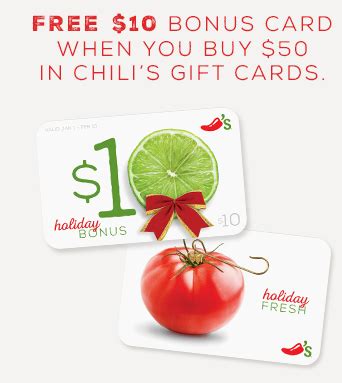 Chili's Gift Cards: Buy $50, Get a $10 Gift Card FREE!