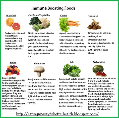 Eating My Way To Better Health: Immune System Boosting Food Chart