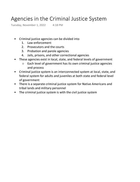 Agencies in the Criminal Justice System - Criminal justice agencies can ...