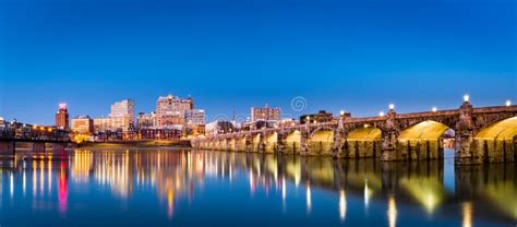 Harrisburg Skyline and the Historic Market Street Bridge Stock Photo ...