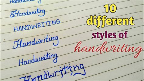 10 different types of handwriting styles in english || Beautiful ...