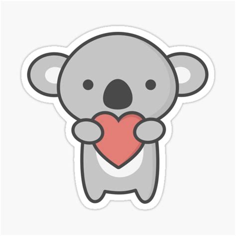 "Kawaii Cute Koala With Heart" Sticker for Sale by happinessinatee ...