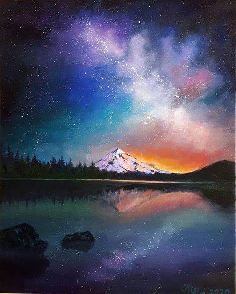 Milky Way Galaxy Painting | Galaxy painting, Landscape paintings ...