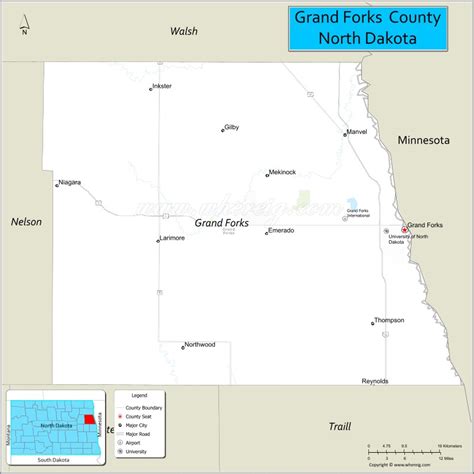 Map of Grand Forks County, North Dakota - Where is Located, Cities ...