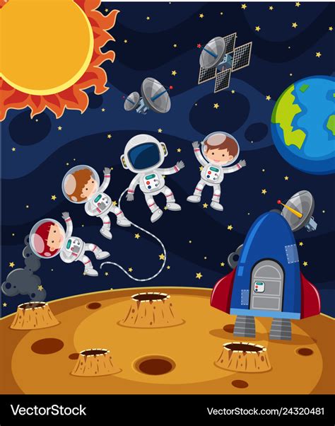 Astronaut in space scene Royalty Free Vector Image