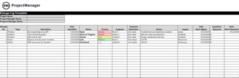 Change Log Template (Free Excel Download) - ProjectManager