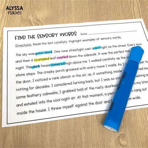 Teaching Students to Identify Sensory Words - Alyssa Teaches