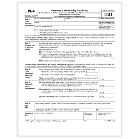 W4 Form 2023 Pdf Fillable - Printable Forms Free Online