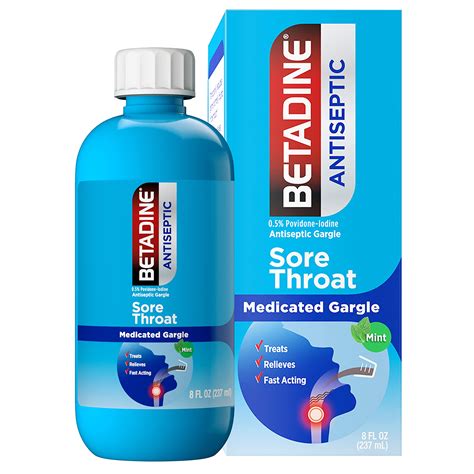 Betadine Antiseptic Sore Throat Medicated Gargle, Povidone-Iodine 0.5% ...