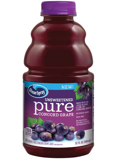 Ocean Spray Pure 100% Unsweetened Concord Grape Juice, 32 fl oz ...