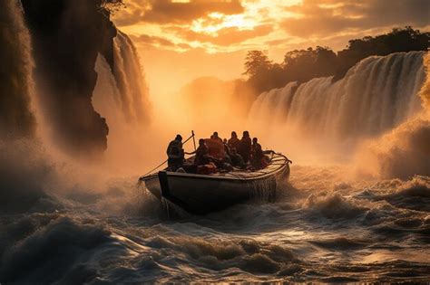 Premium AI Image | Iguazu Falls Adventure Boat Tour